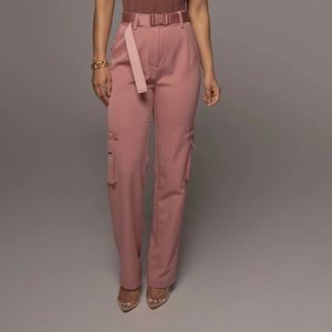 Chocolate Brown Fitted Cargo Pants